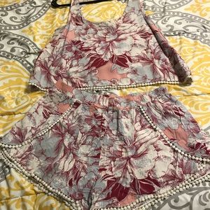 Two piece short and crop tank top set